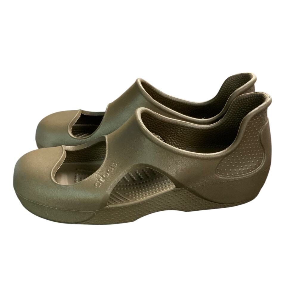 Crocs Mary Jane Slip On Shoes Brown Women’s Size 8 Comfort Casual Flats - Picture 2 of 8